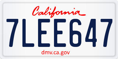 CA license plate 7LEE647