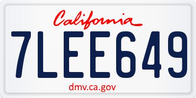 CA license plate 7LEE649
