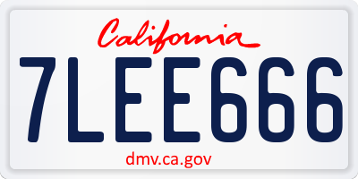 CA license plate 7LEE666