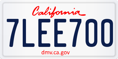 CA license plate 7LEE700