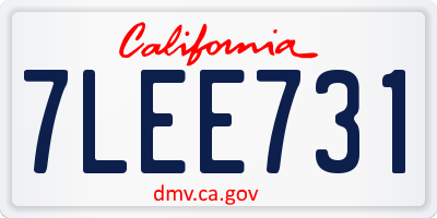 CA license plate 7LEE731