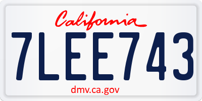 CA license plate 7LEE743