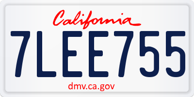 CA license plate 7LEE755