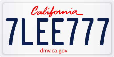 CA license plate 7LEE777