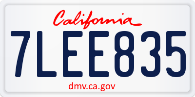 CA license plate 7LEE835