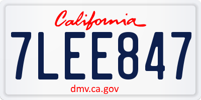 CA license plate 7LEE847