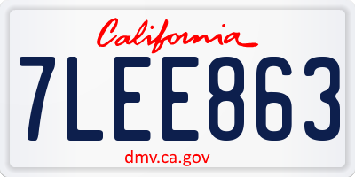 CA license plate 7LEE863
