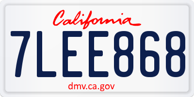 CA license plate 7LEE868