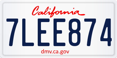 CA license plate 7LEE874
