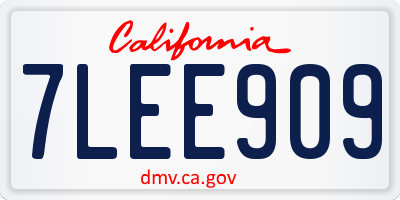 CA license plate 7LEE909