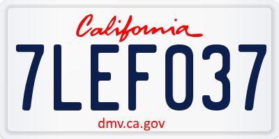 CA license plate 7LEF037