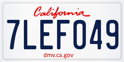 CA license plate 7LEF049