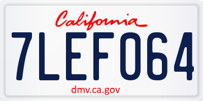CA license plate 7LEF064