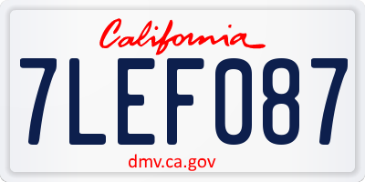CA license plate 7LEF087