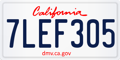 CA license plate 7LEF305