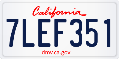 CA license plate 7LEF351