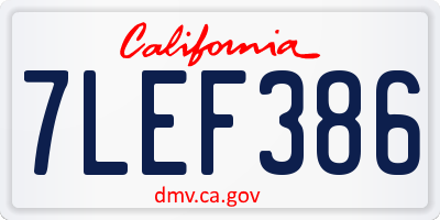CA license plate 7LEF386