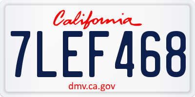 CA license plate 7LEF468