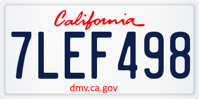 CA license plate 7LEF498