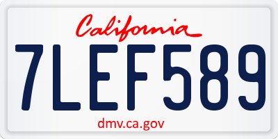 CA license plate 7LEF589