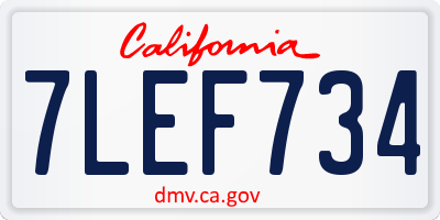 CA license plate 7LEF734