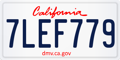 CA license plate 7LEF779