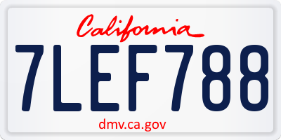 CA license plate 7LEF788