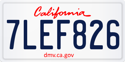 CA license plate 7LEF826