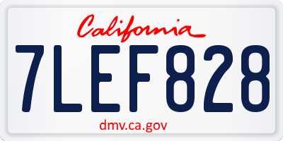 CA license plate 7LEF828