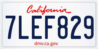 CA license plate 7LEF829