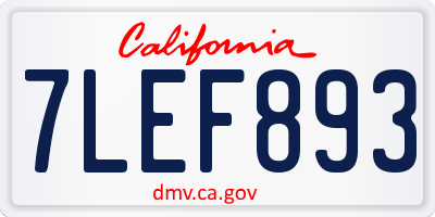 CA license plate 7LEF893