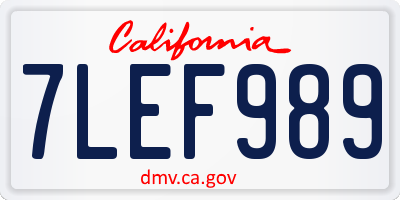 CA license plate 7LEF989