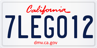 CA license plate 7LEG012