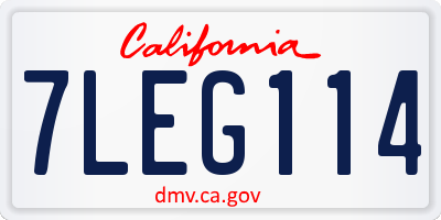CA license plate 7LEG114