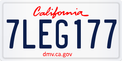 CA license plate 7LEG177