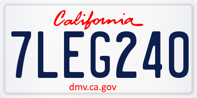CA license plate 7LEG240