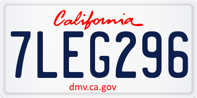 CA license plate 7LEG296