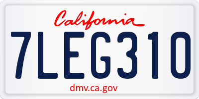 CA license plate 7LEG310