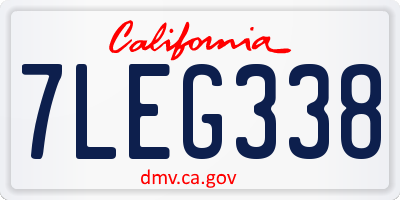 CA license plate 7LEG338