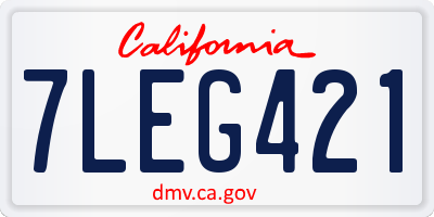 CA license plate 7LEG421