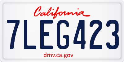 CA license plate 7LEG423