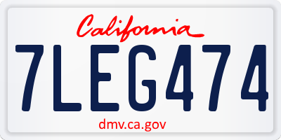 CA license plate 7LEG474