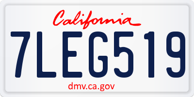 CA license plate 7LEG519
