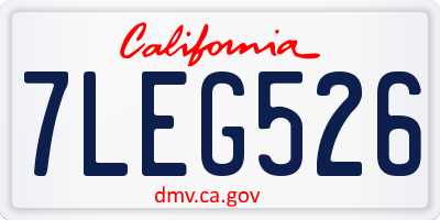 CA license plate 7LEG526