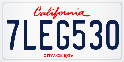 CA license plate 7LEG530