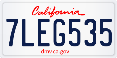 CA license plate 7LEG535