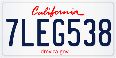 CA license plate 7LEG538