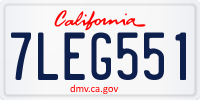 CA license plate 7LEG551