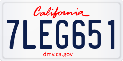 CA license plate 7LEG651