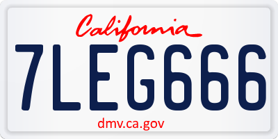 CA license plate 7LEG666